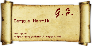 Gergye Henrik névjegykártya